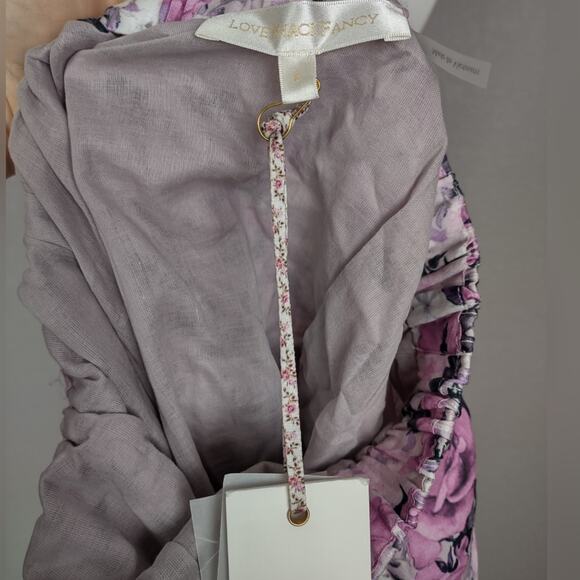 LoveShackFancy Emma Ruffle Mini Skirt Purple Floral Silk Blend Size Small - Picture 6 of 13